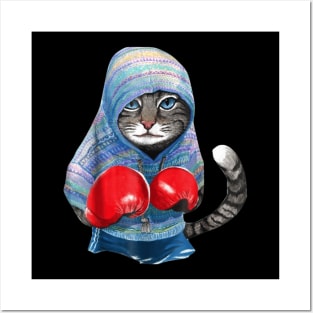 Cat In Boxing Suit Posters and Art